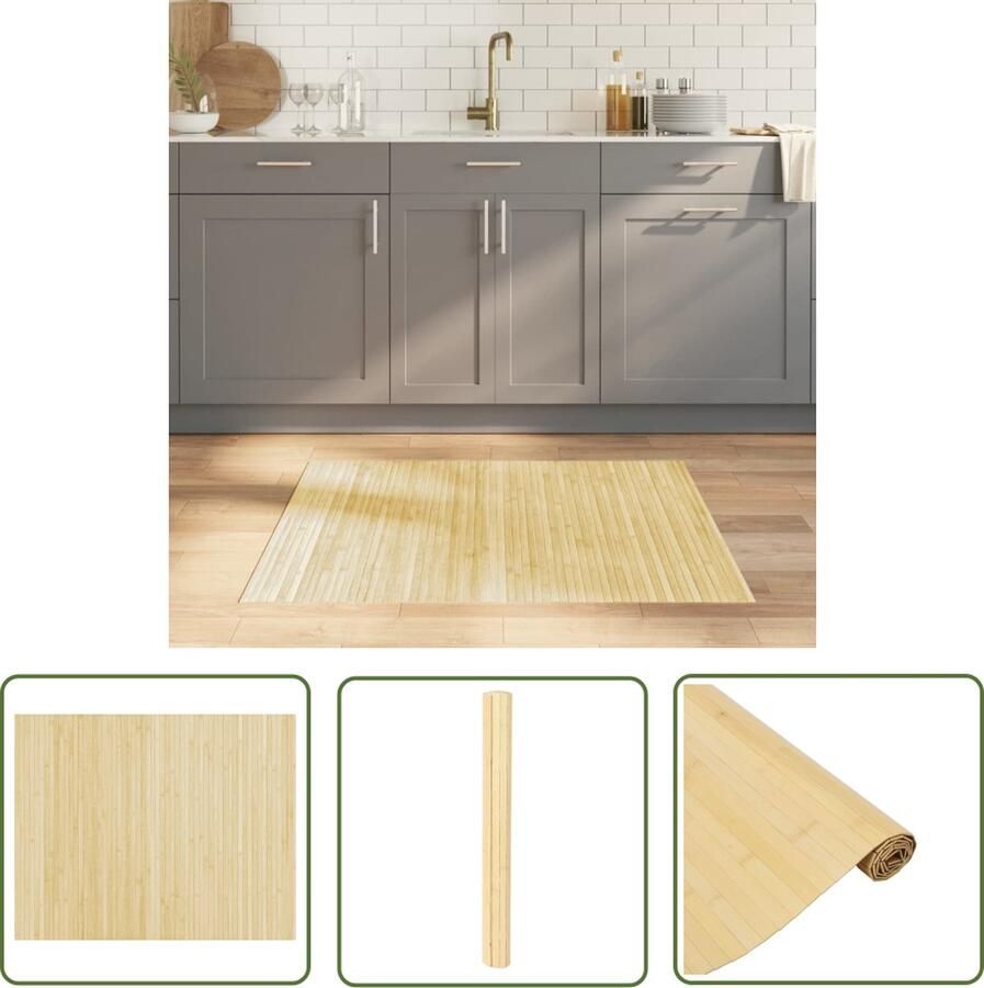 The Living Store Vloerkleed rechthoekig 80x100 cm bamboe lichtnaturel Bamboetapijt Vloertapijt Woonaccessoire Kamerdecoratie Beige Tapijt