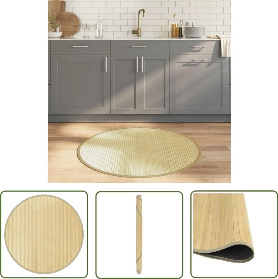 VidaXL Vloertapijt Bamboetapijt Vloerkleed rond 100 cm bamboe lichtnaturel Ronde Vloerkleed Woonaccessoires Interieurdecoratie