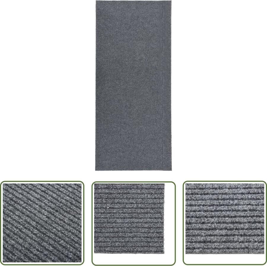 The Living Store Tapijtloper Grijs 100x250 cm Duurzaam en geluiddempend Tapijtroeper Vloertapijt Droge Loopmat Hal Runner Binnen Deurmat