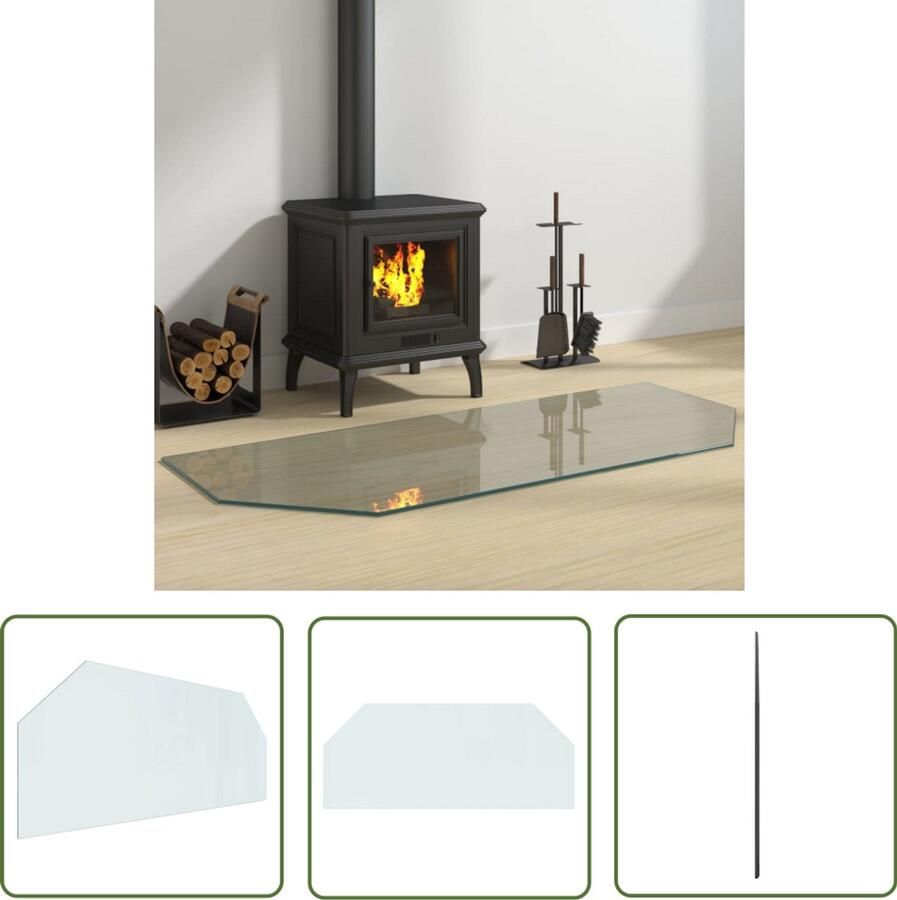 VidaXL Glasplaat openhaard zeshoekig 120x50 cm Glasplaat Openhaard Vloerverwarming Vuurtafel Decoratief Glas Beschermfolie
