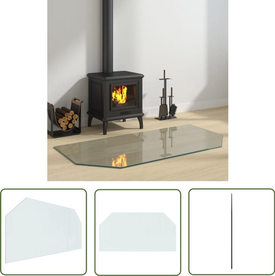 VidaXL Glasplaat openhaard zeshoekig 120x60 cm Glasplaat Openhaard Vloerverwarming Vuurtafel Veiligheidsglas Decoratie Openhaard