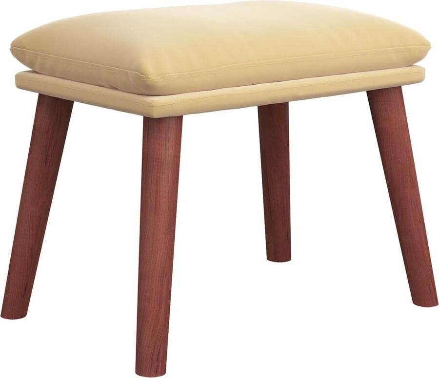 VidaXL Voetenbank 45x29 5x35 cm fluweel crÃ¨mewit - Foto 2