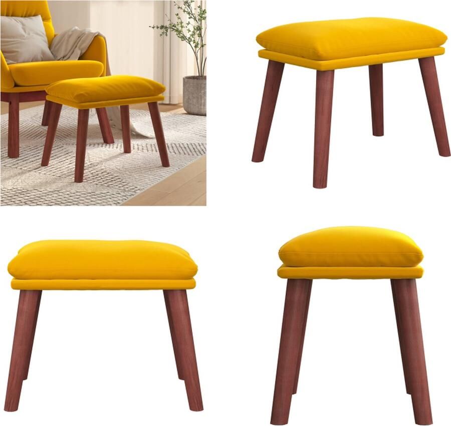 VidaXL Voetenbank 45x29-5x35 cm fluweel mosterdgeel Voetenbank Voetenbanken Voetenbankje Voetensteun