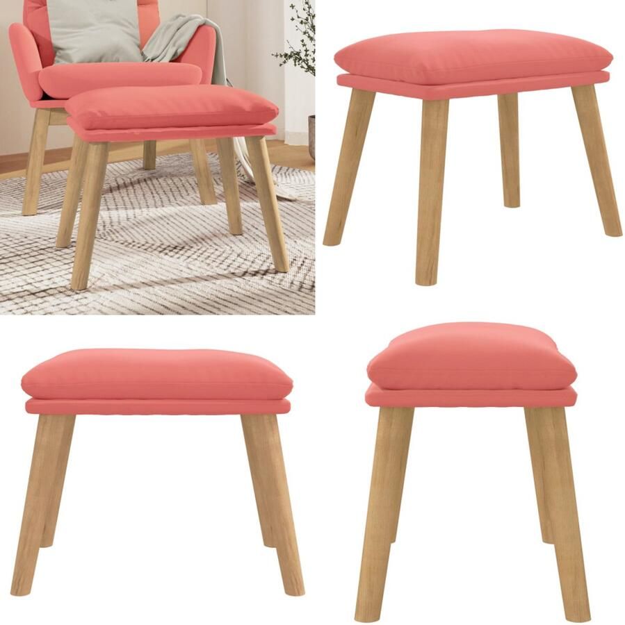 VidaXL Voetenbank 45x29 5x35 cm fluweel roze Voetenbank Voetenbanken Voetenbankje Voetensteun