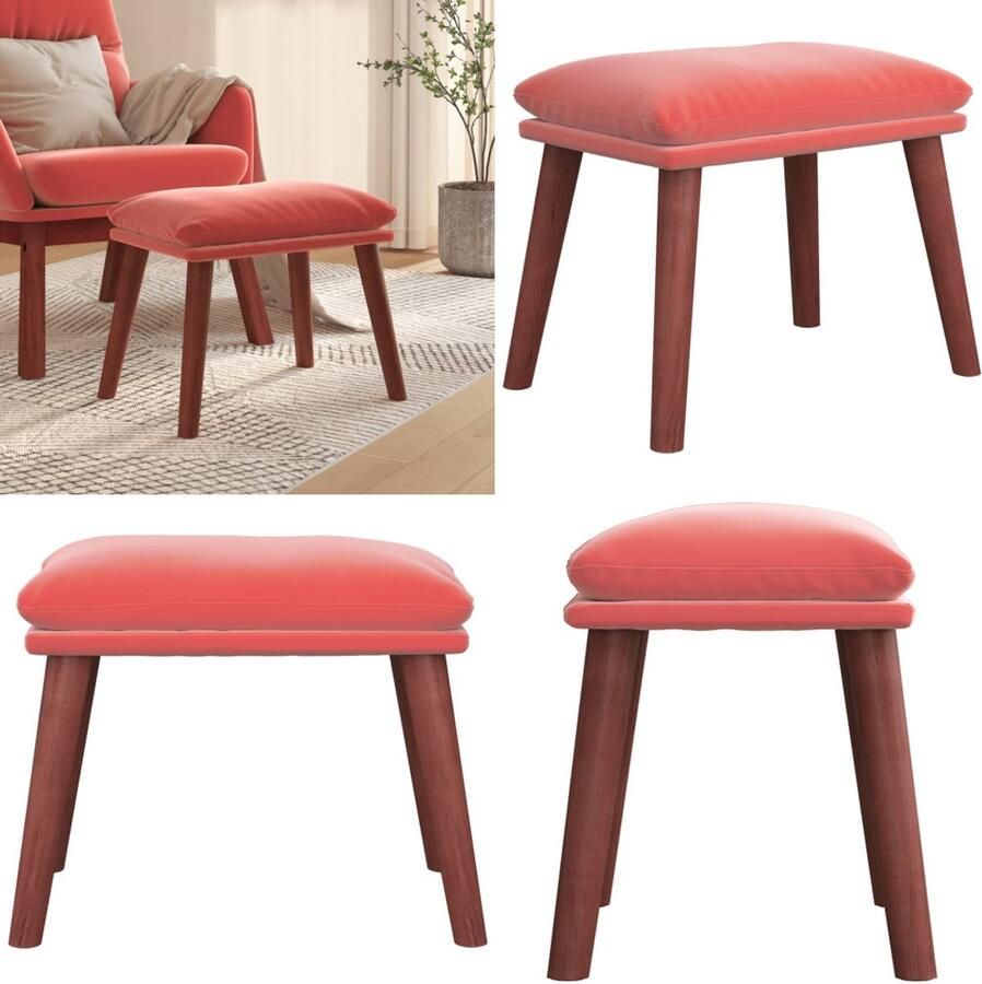 VidaXL Voetenbank 45x29 5x35 cm fluweel roze Voetenbank Voetenbanken Voetenbankje Voetensteun