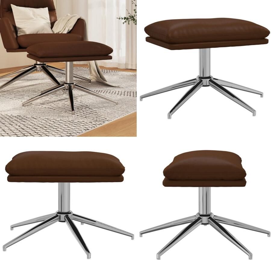 VidaXL Voetenbank 45x29-5x35 cm glanzend kunstleer bruin Voetenbank Voetenbanken Voetenbankje Voetensteun