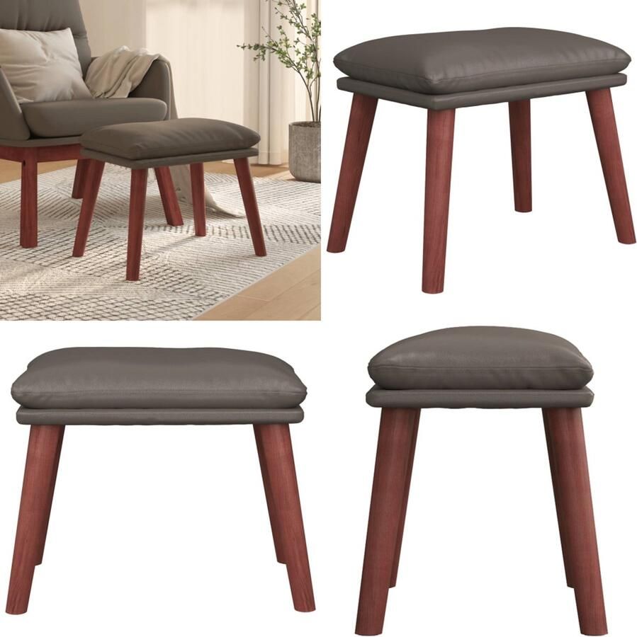 VidaXL Voetenbank 45x29 5x35 cm kunstleer grijs Voetenbank Voetenbanken Voetenbankje Voetensteun