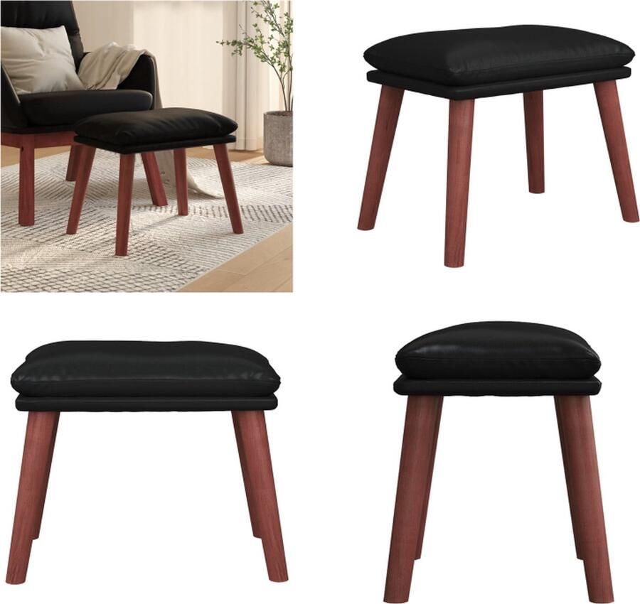 VidaXL Voetenbank 45x29-5x35 cm kunstleer zwart Voetenbank Voetenbanken Voetenbankje Voetensteun