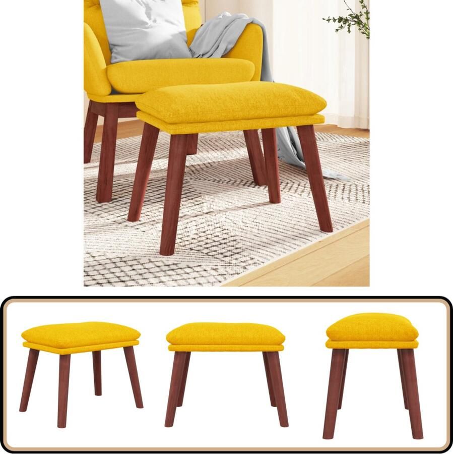 VidaXL Voetenbank 45x29 5x35 cm Mosterdgeel Stof Voetenbank Stoffen Voetenbank Geel Mosterdgeel Meubilair Lounge Accessoires Relaxstoel