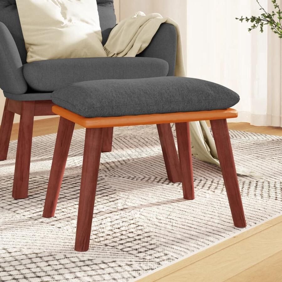 VidaXL Voetenbank 45x29 5x35 cm Stof & Kunstleer Grijs Voetenbank Stoffen Voetenbank Donkere Grijze Voetenbank Moderne Voetenbank Kleine Voetenbank Bijzettafel Extra Zithoek Relaxstoel Lounge Meubels - Foto 2