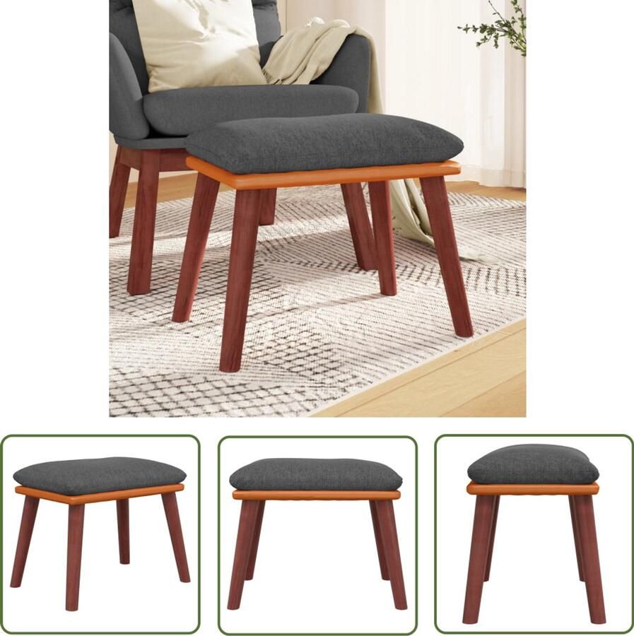 VidaXL Voetenbank 45x29 5x35 cm Stof & Kunstleer Grijs Voetenbank Stoffen Voetenbank Donkere Grijze Voetenbank Moderne Voetenbank Kleine Voetenbank Bijzettafel Extra Zithoek Relaxstoel Lounge Meubels