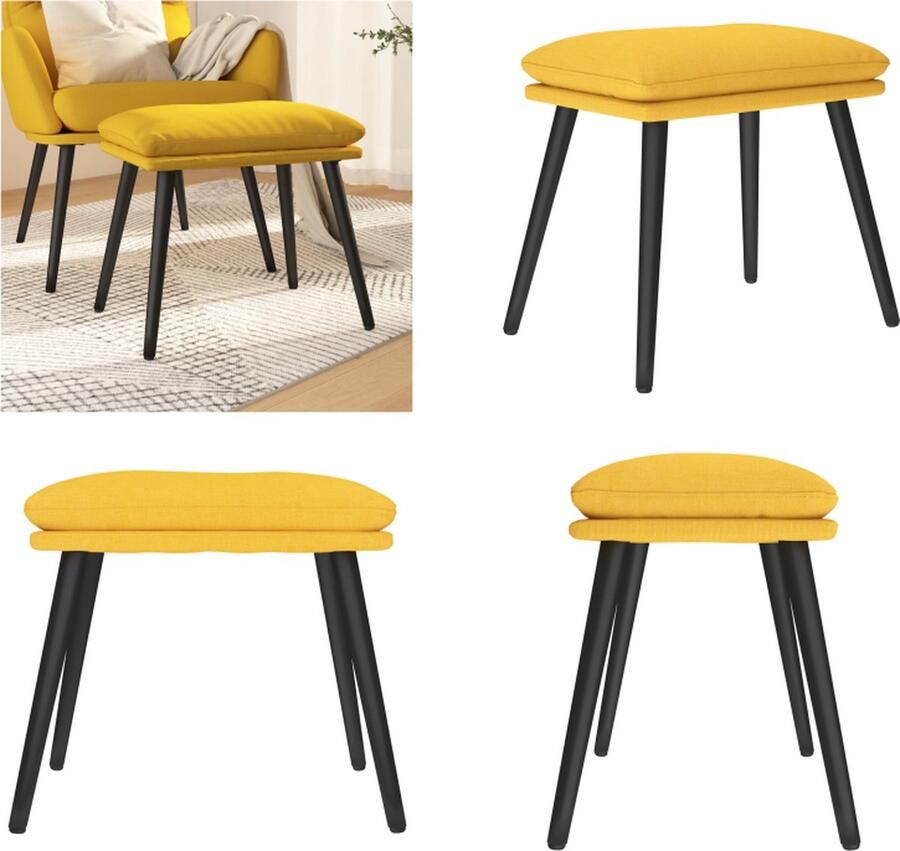 VidaXL Voetenbank 45x29-5x35 cm stof mosterdgeel Voetenbank Voetenbanken Voetenbankje Voetensteun