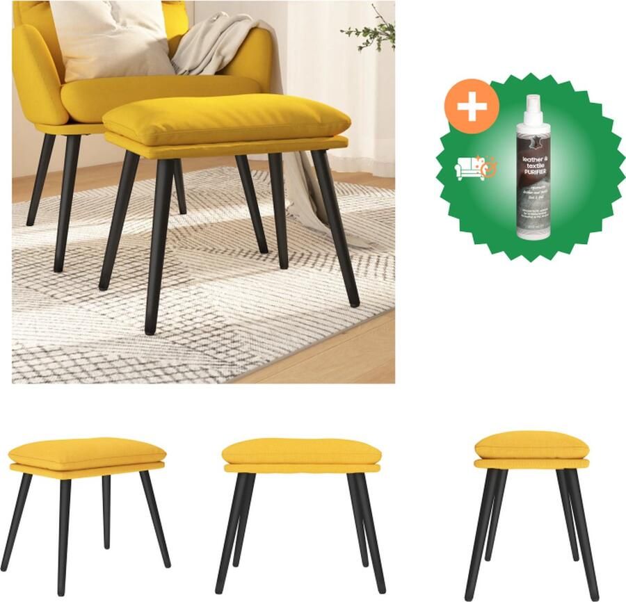 VidaXL Voetenbank 45x29-5x35 cm stof mosterdgeel Voetenbankje Inclusief Reiniger