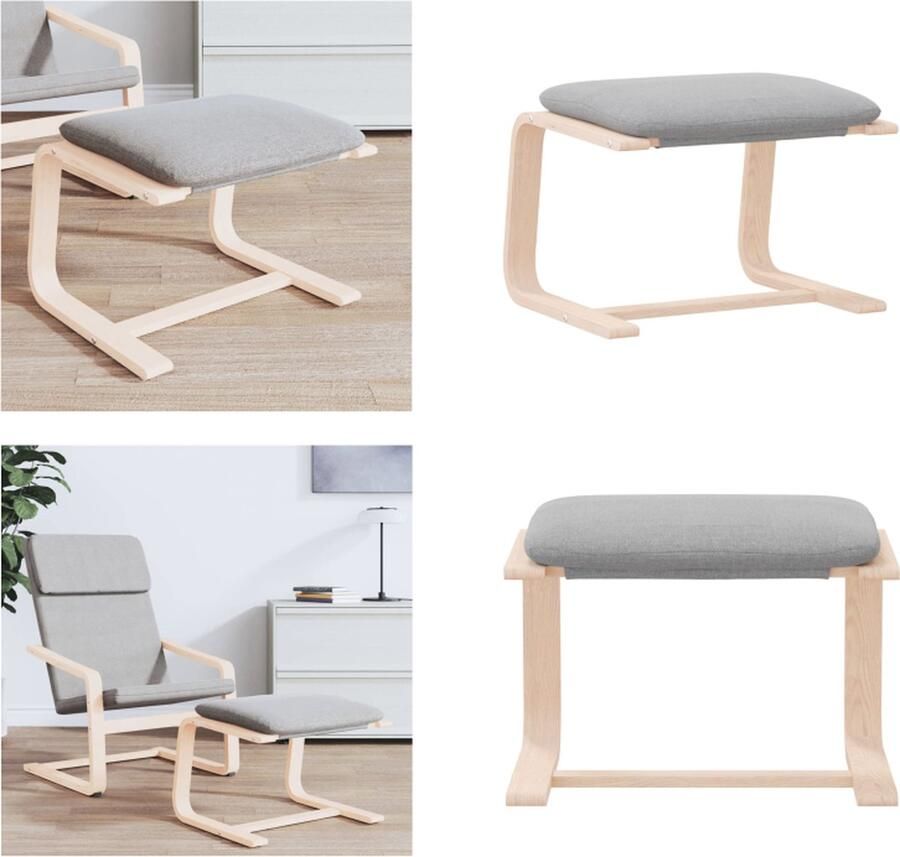 VidaXL Voetenbank 51x41x40 cm stof lichtgrijs Voetenbank Voetenbanken Voetenbankje Voetensteun - Foto 2