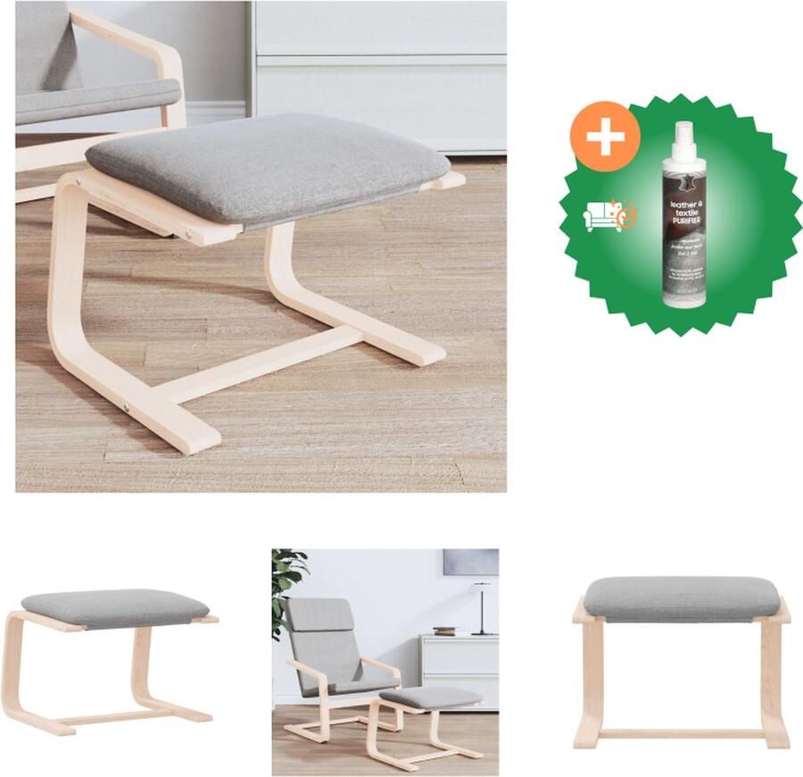 VidaXL Voetenbank 51x41x40 cm stof lichtgrijs Voetenbankje Inclusief Reiniger