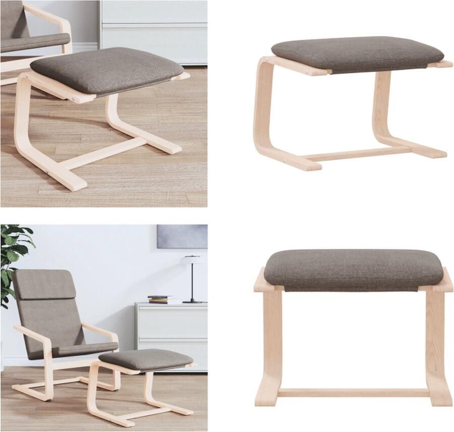 VidaXL Voetenbank 51x41x40 cm stof taupe Voetenbank Voetenbanken Voetenbankje Voetensteun