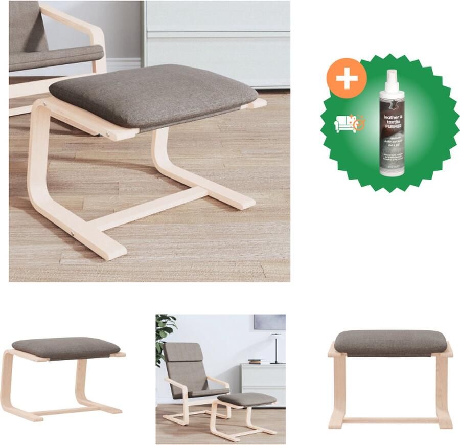 VidaXL Voetenbank 51x41x40 cm stof taupe Voetenbankje Inclusief Reiniger