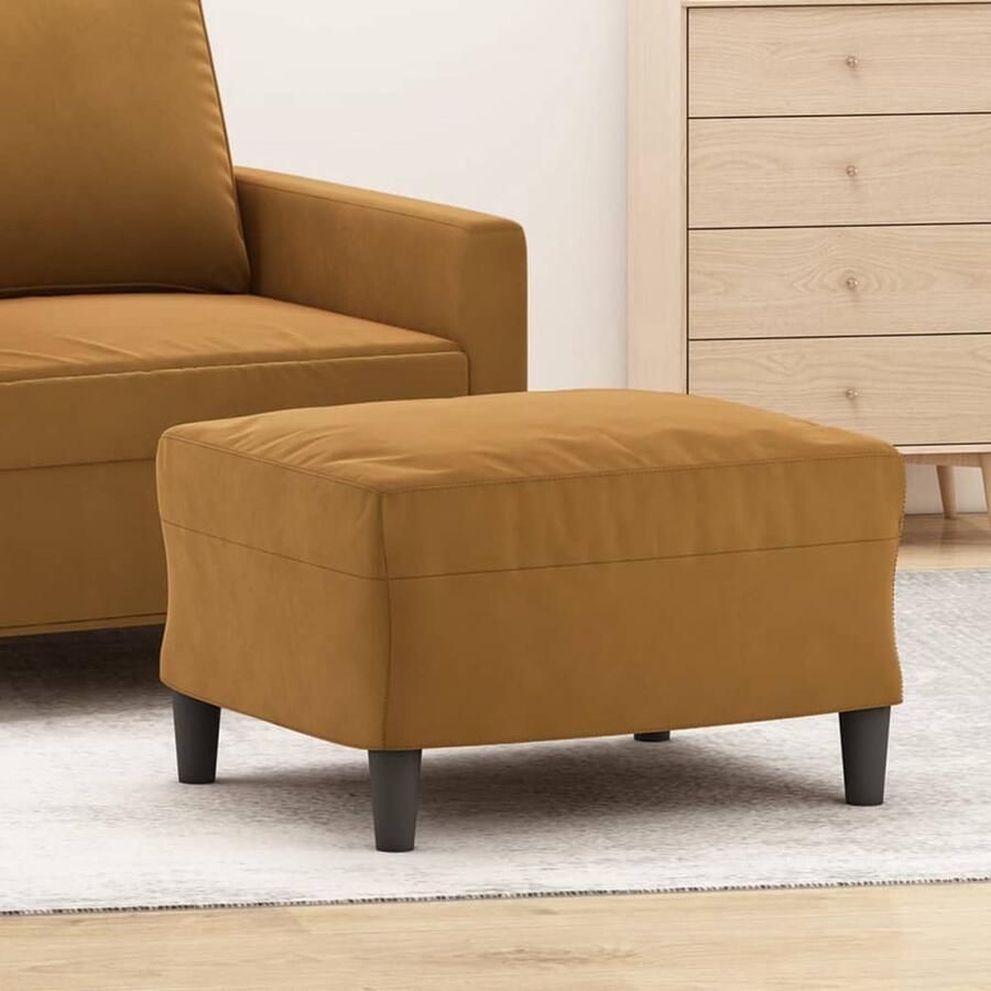 VidaXL Voetenbank 60x50x41 cm fluweel bruin Voetenbank Voetenbanken Voetenbankje Voetensteun