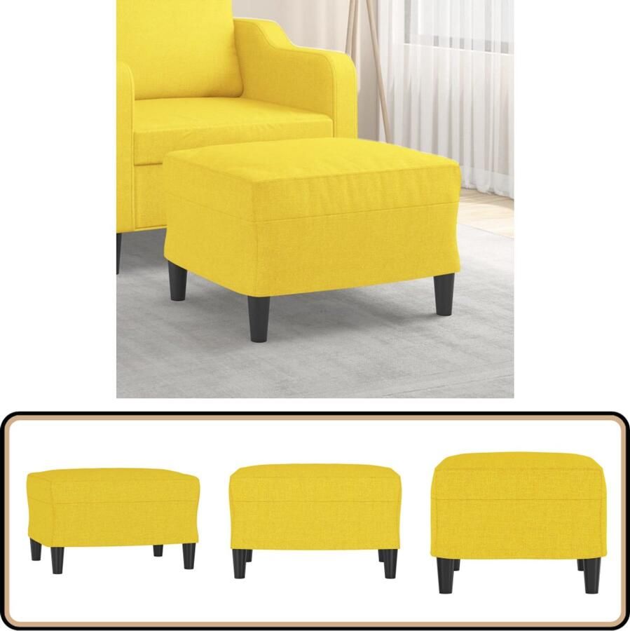 VidaXL Voetenbank 60x50x41 cm Geel Polyester Voetenbank Stoffen Voetenbank Moderne Voetenbank Gele Voetenbank Kleine Voetenbank Bijzettafel Extra Zithoek Lounge Meubels - Foto 3