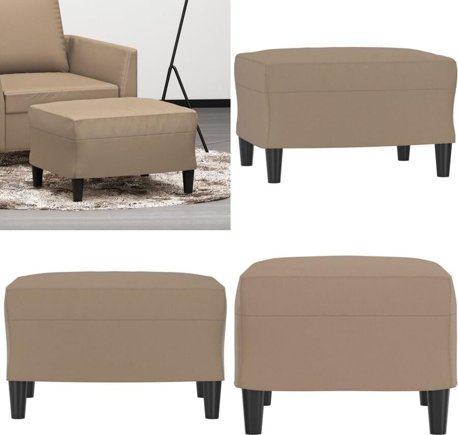 VidaXL Voetenbank 60x50x41 cm kunstleer cappuccino Voetenbank Voetenbanken Voetenbankje Voetensteun