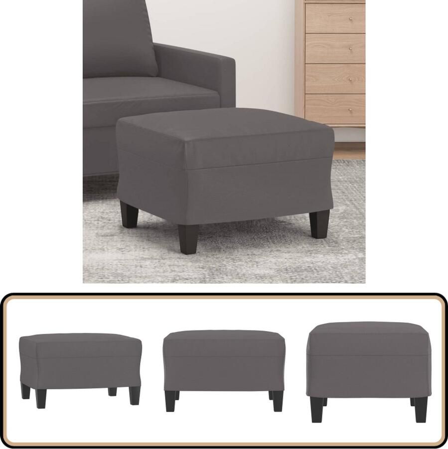VidaXL Voetenbank 60x50x41 cm Kunstleer Grijs Voetenbank Lounge Stoel Kunstleder Meubilair Grijze Voetenbank Relaxstoel