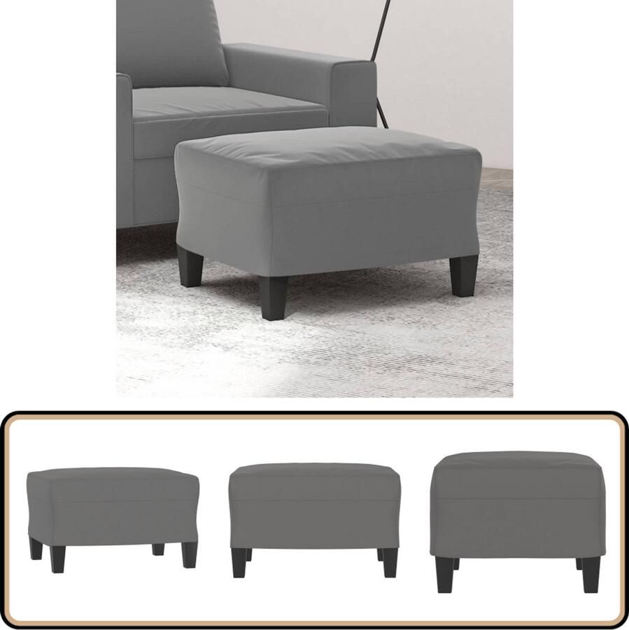 VidaXL Voetenbank 60x50x41 cm Microvezelstof Grijs Voetenbank Relaxstoel Relaxfauteuil Lounge Stoel Bijzettafel