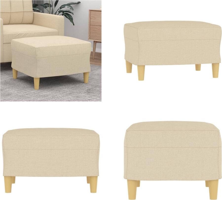 VidaXL Voetenbank 60x50x41 cm stof crèmekleurig Voetenbank Voetenbanken Voetenbankje Voetensteun
