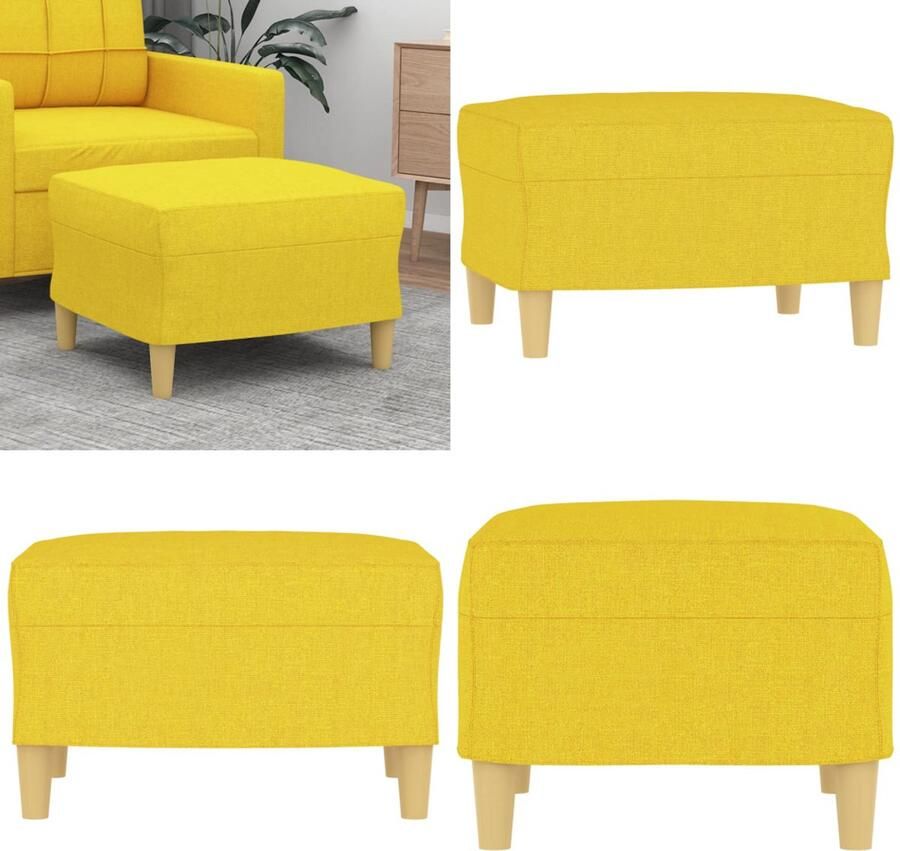 VidaXL Voetenbank 60x50x41 cm stof geel Voetenbank Voetenbanken Voetenbankje Voetensteun
