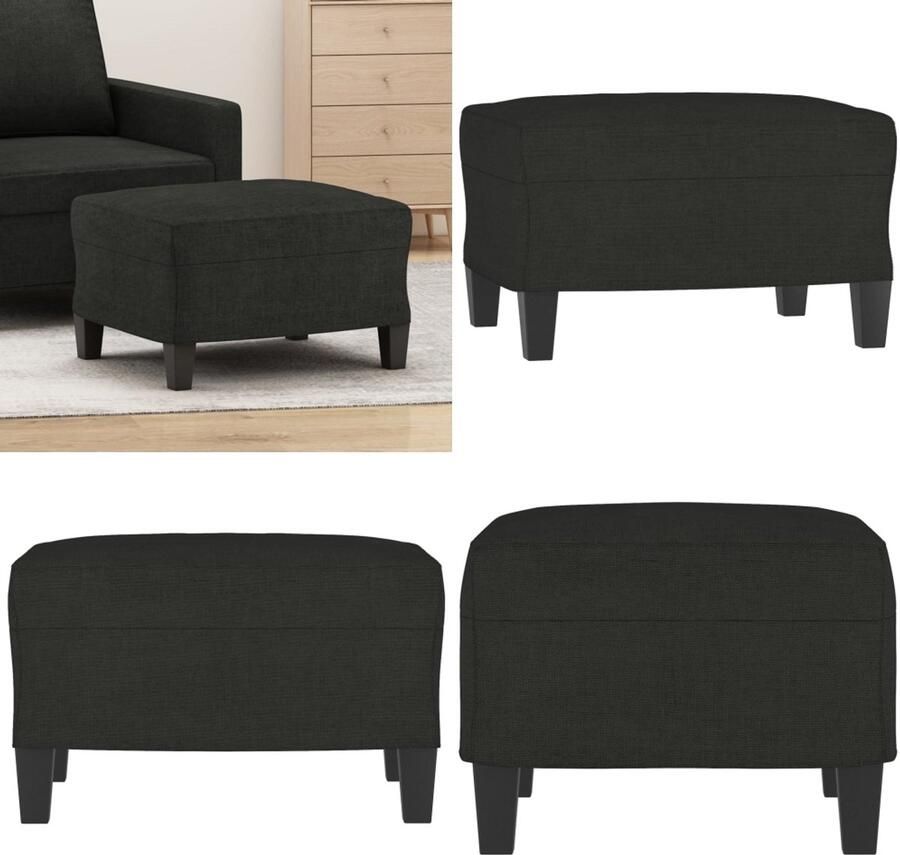 VidaXL Voetenbank 60x50x41 cm stof zwart Voetenbank Voetenbanken Voetenbankje Voetensteun