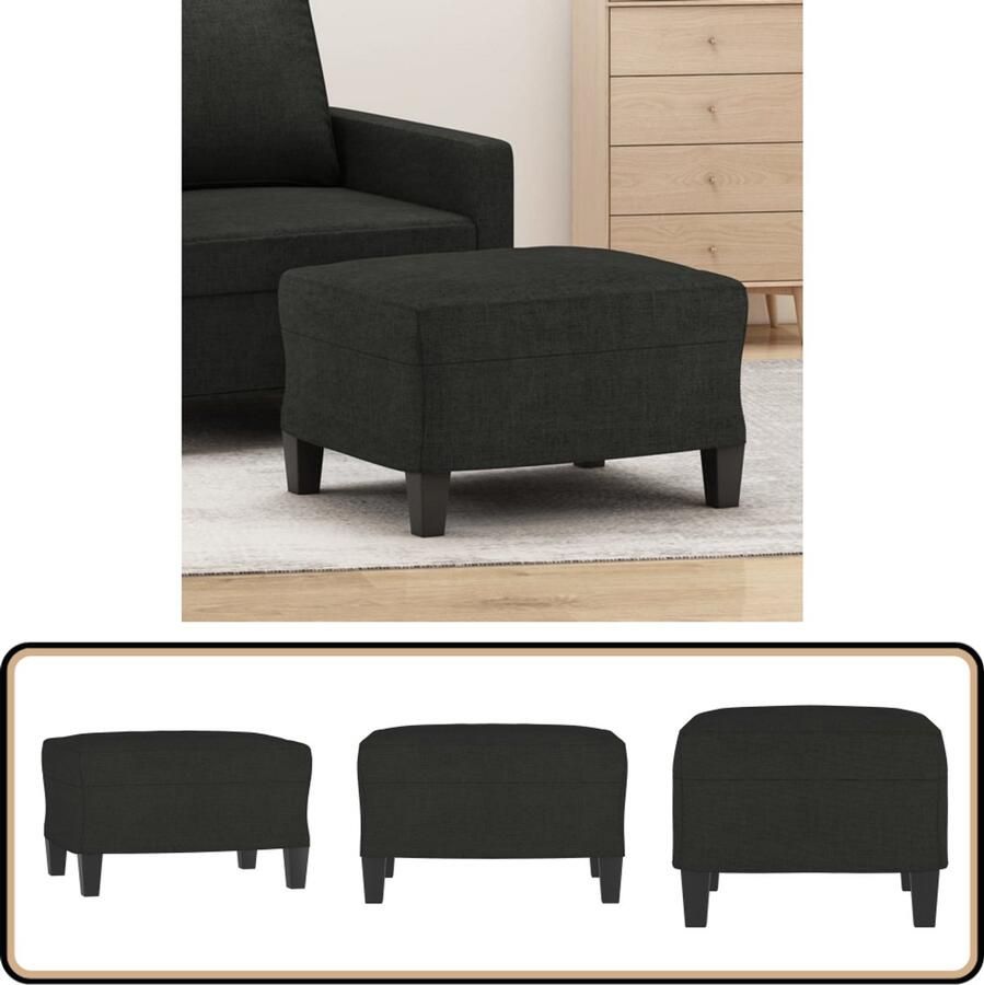 VidaXL Voetenbank 60x50x41 cm Stof Zwart Voetenbank Zwart Stoffen Voetenbank Loungevoetbank Relaxstoel