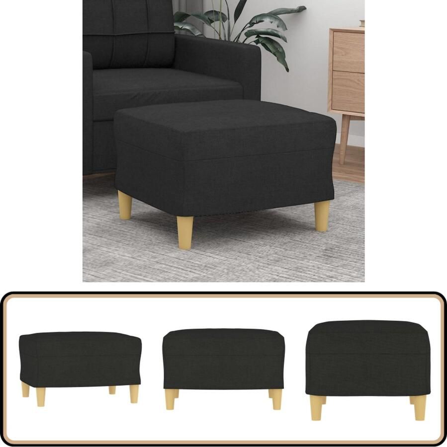 VidaXL Voetenbank 60x50x41 cm Stof Zwart Voetenbank Zwarte Voetenbank Stoffen Voetenbank Comfortabele Voetenbank Stabiele Voetenbank