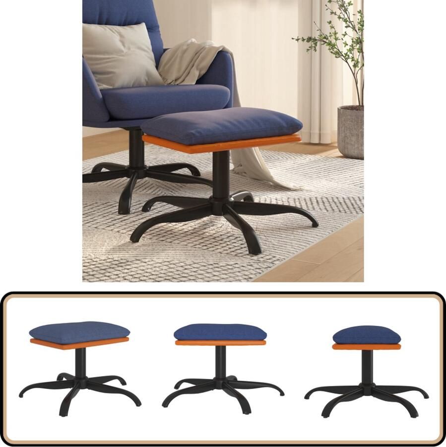 VidaXL Voetenbank 60x60x36 cm Blauw en Bruin Voetenbank Voetenbankje Relaxstoel Lounge Stoel Moderne Meubels
