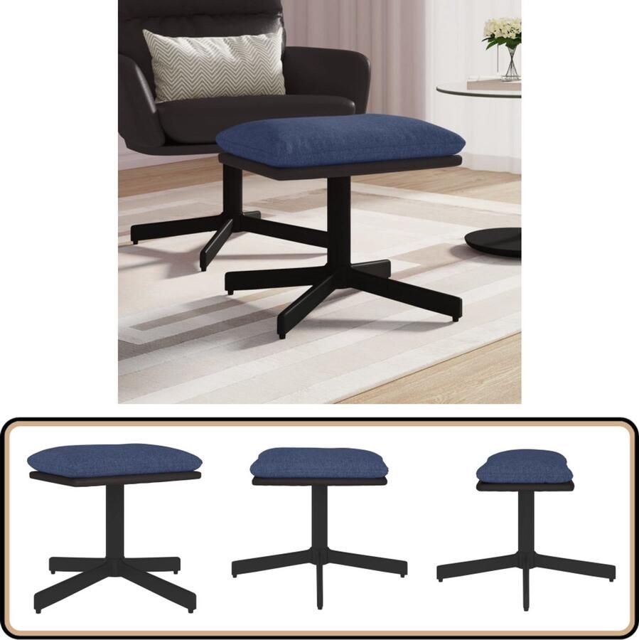 VidaXL Voetenbank 60x60x36 cm Blauw en Zwart Voetenbank Voetenbankjes Stoffen Meubels Blauwe Meubelen Moderne Meubelen Salonmeubilair Relaxstoel