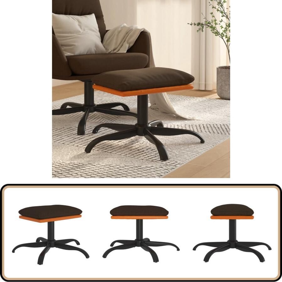 VidaXL Voetenbank 60x60x36 cm Bruin Stof en Kunstleer Voetenbank Bruine Voetenbank Stoffen Voetenbank Met Leerlook Relaxstoel Lounge Meubilair Salontafel
