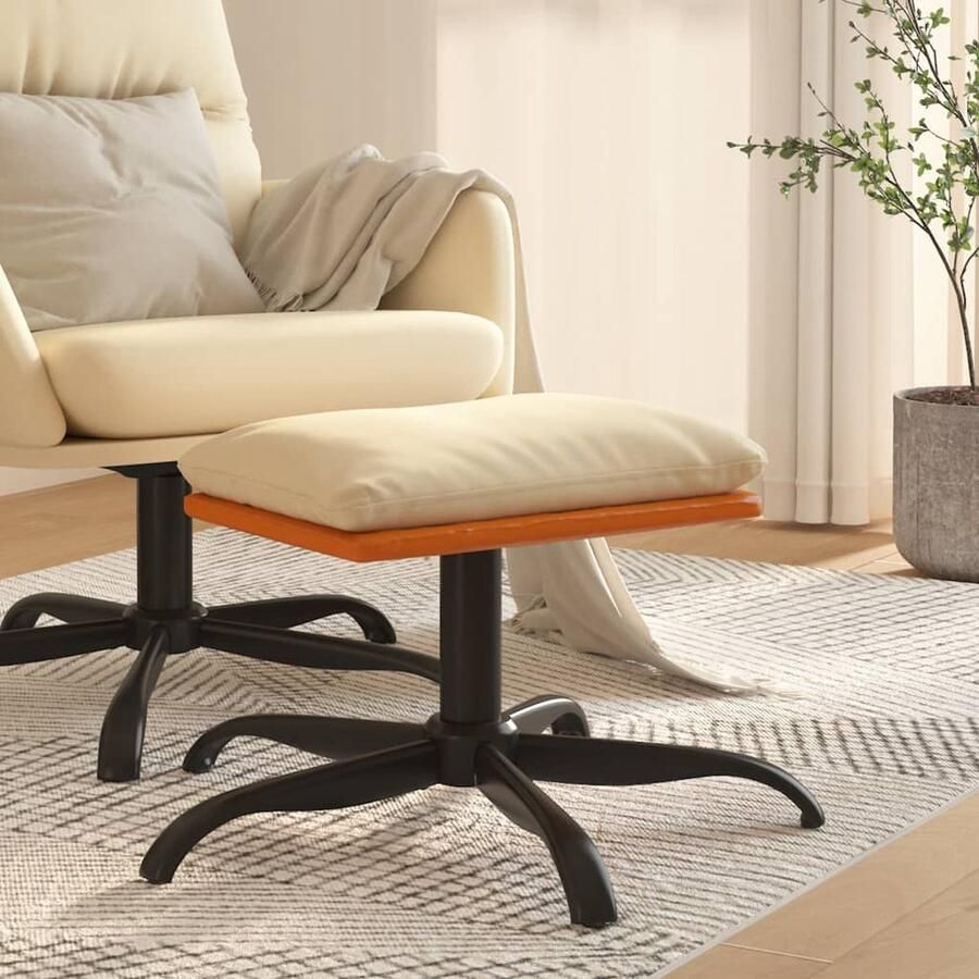 VidaXL Voetenbank 60x60x36 cm crèmekleurig Voetenbank Stoffen Voetenbank Kunstleder Voetenbank Lounge Meubilair Relaxstoel Bijzettafel