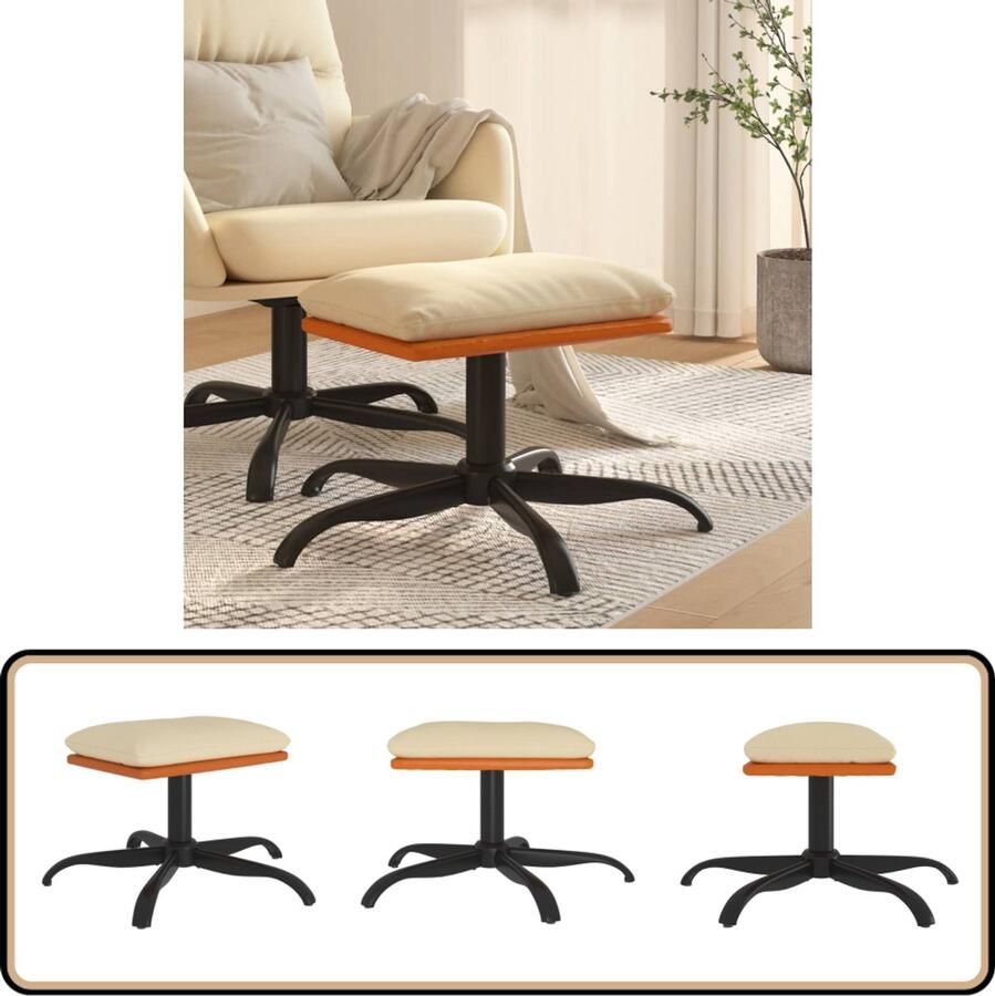 VidaXL Voetenbank 60x60x36 cm crèmekleurig Voetenbank Stoffen Voetenbank Kunstleder Voetenbank Lounge Meubilair Relaxstoel Bijzettafel - Foto 2
