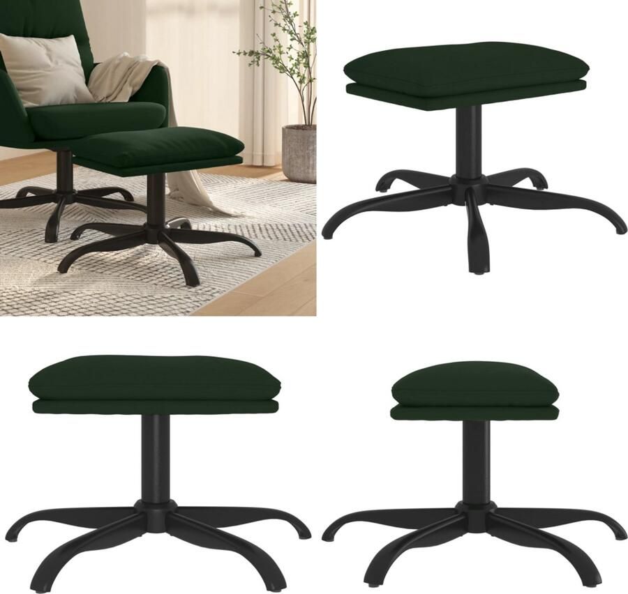 VidaXL Voetenbank 60x60x36 cm fluweel donkergroen Voetenbank Voetenbanken Voetenbankje Voetensteun