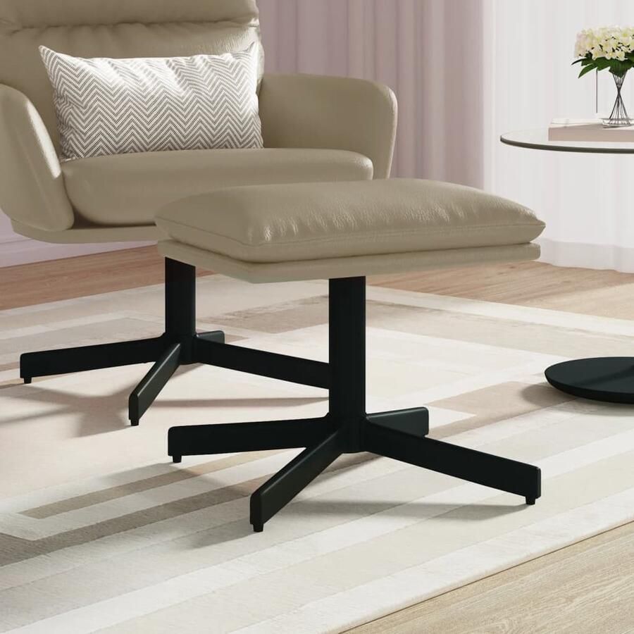 VidaXL Voetenbank 60x60x36 cm Kunstleer Cappuccino Voetenbank Kapstok Salontafel Kunstleder Meubilair Bruine Meubels Industrieel Design Lounge Accessoires - Foto 2