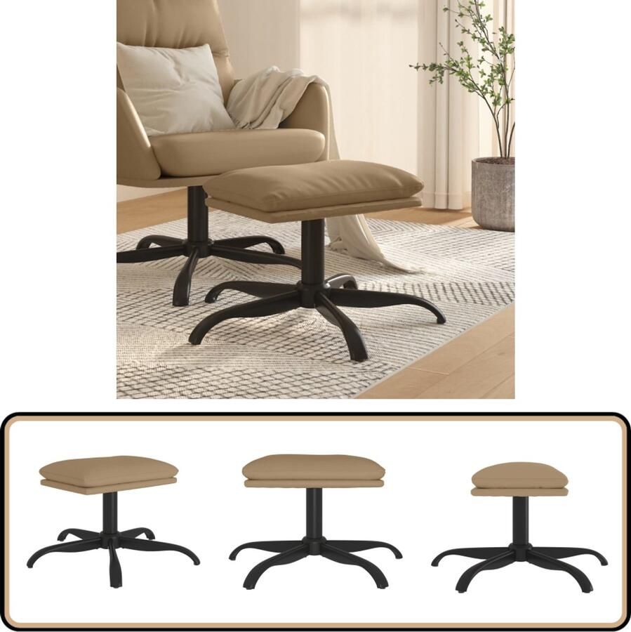 VidaXL Voetenbank 60x60x36 cm Kunstleer Cappuccino Voetenbank Kunstleder Meubilair Bruine Voetenbank Moderne Voetenbank Relaxstoel Accessoires