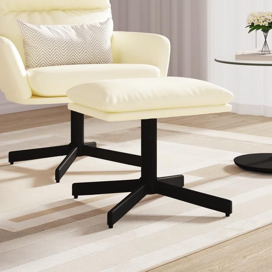VidaXL Voetenbank 60x60x36 cm Kunstleer Crème Voetenbank Voetenbankjes Relaxstoel Lounge Stoel Salon Meubilair Kunstleder Creme Kleur - Foto 2