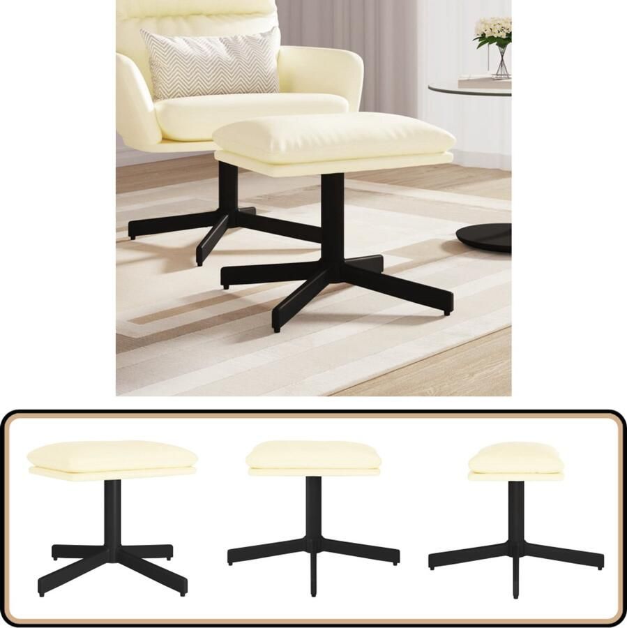 VidaXL Voetenbank 60x60x36 cm Kunstleer Crème Voetenbank Voetenbankjes Relaxstoel Lounge Stoel Salon Meubilair Kunstleder Creme Kleur