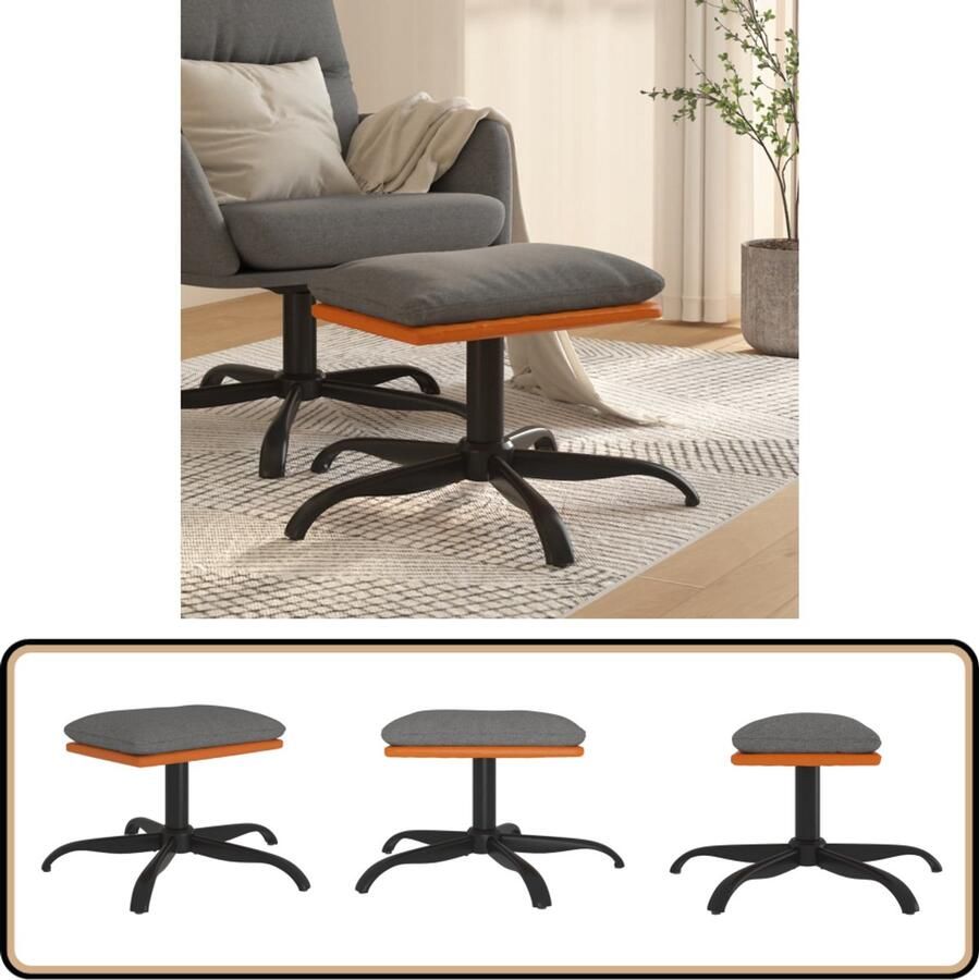 VidaXL Voetenbank 60x60x36 cm Lichtgrijs Stof Kunstleer Voetenbank Stoffen Voetenbank Kunstleder Voetenbank Moderne Voetenbank Grijze Voetenbank