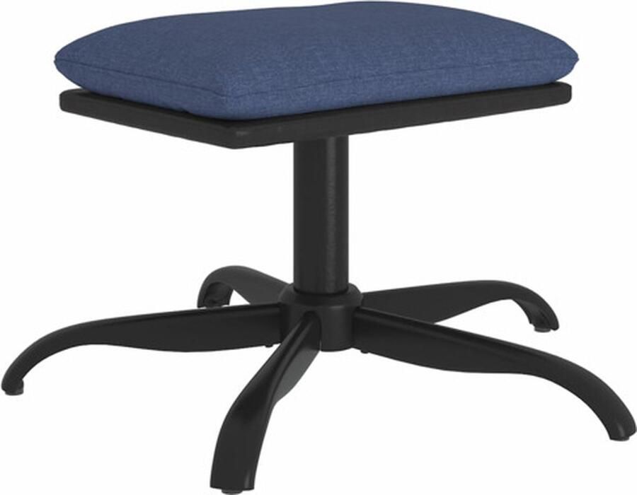 VidaXL Voetenbank 60x60x36 cm stof en kunstleer blauw Voetenbank Voetenbanken Voetenbankje Voetensteun - Foto 6