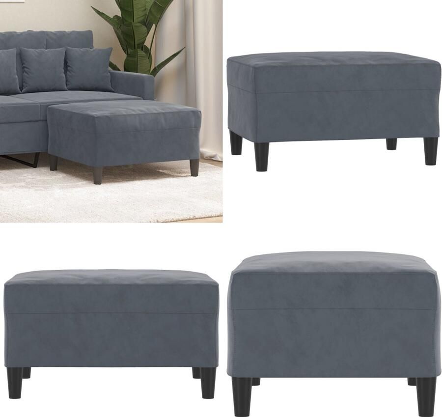 VidaXL Voetenbank 70x55x41 cm fluweel donkergrijs Voetenbank Voetenbanken Voetenbankje Voetensteun