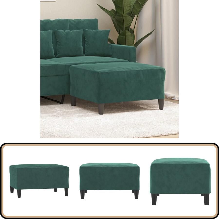 VidaXL Voetenbank 70x55x41 cm Fluweel Donkergroen Voetbank Voetenbank Relaxstoel Lounge Stoel Meubilair