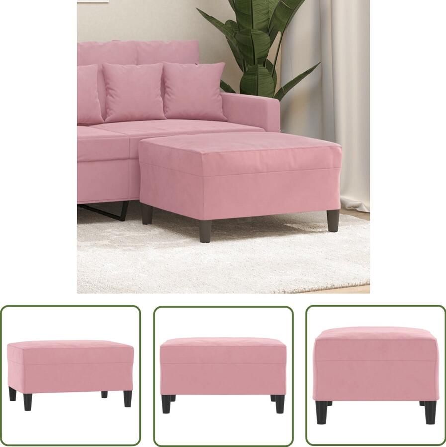 VidaXL Voetenbank 70x55x41 cm Fluweel Roze Voetbank Fluweel Roze Relaxen Woonkamer