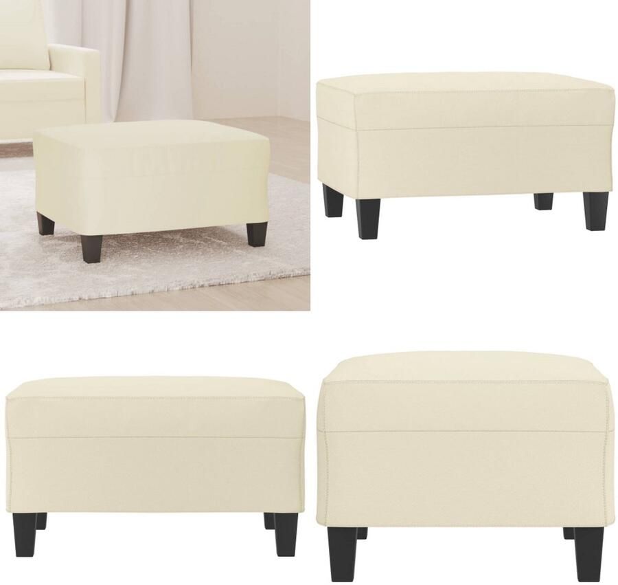 VidaXL Voetenbank 70x55x41 cm kunstleer crèmekleurig Voetenbank Voetenbanken Voetenbankje Voetensteun