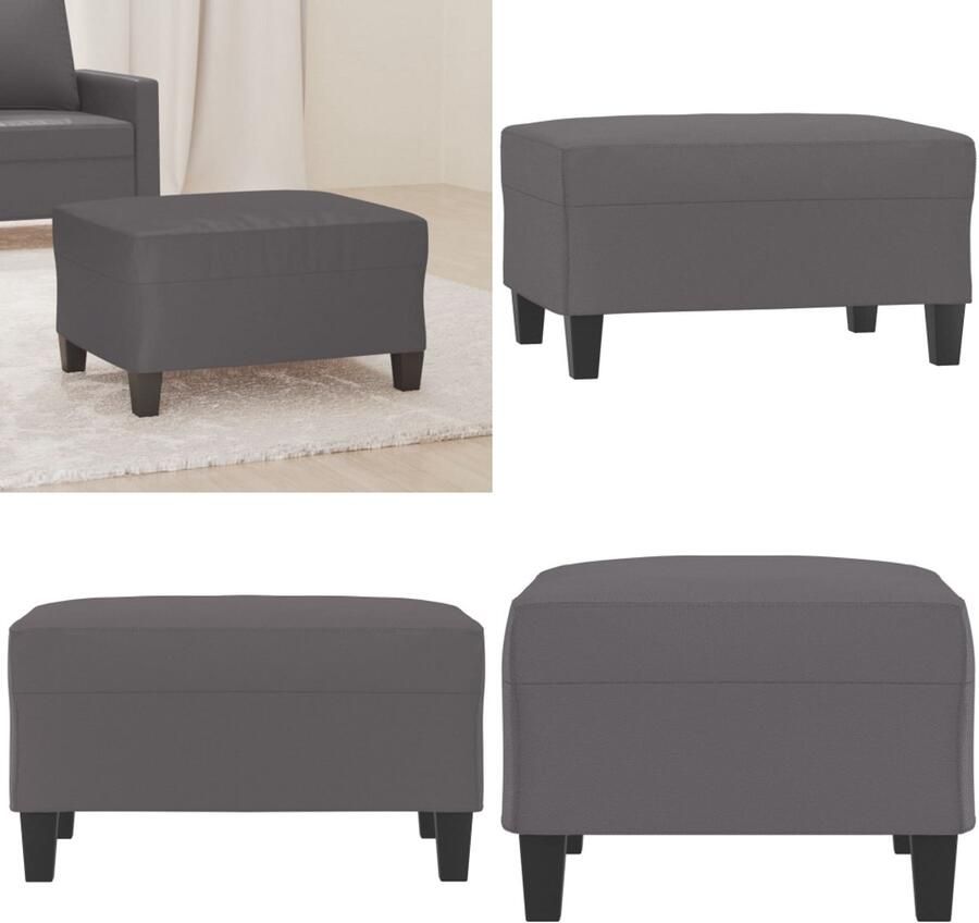 VidaXL Voetenbank 70x55x41 cm kunstleer grijs Voetenbank Voetenbanken Voetenbankje Voetensteun