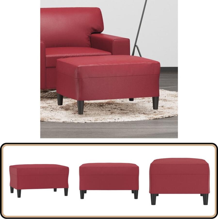 VidaXL Voetenbank 70x55x41 cm Kunstleer Wijnrood Voetenbank Kunstleder Wijnrood Lounge Relax Decoratief Stoel Bijzettafel Salon Woonkamer Compact Multifunctioneel Trendy