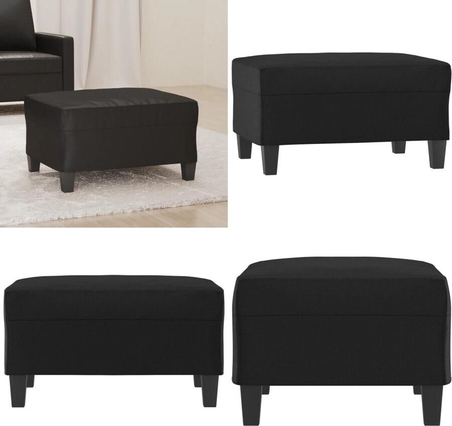 VidaXL Voetenbank 70x55x41 cm kunstleer zwart Voetenbank Voetenbanken Voetenbankje Voetensteun